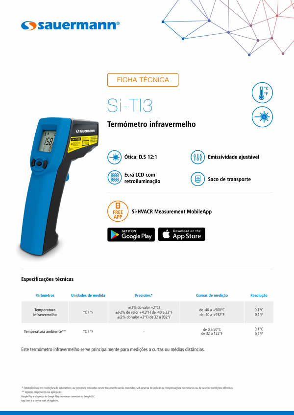 Termómetro infravermelho Si-TI3 Sauermann® - Formast