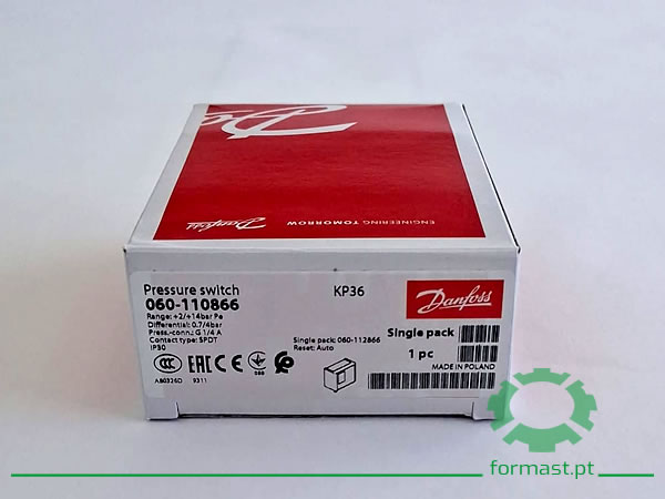 Pressostato DANFOSS KP36 – Controlo mecânico fiável para sistemas industriais. Formast