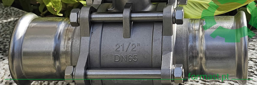 Válvula esfera INOX 316 3 corpos prensar 76mm NUMEPRESS