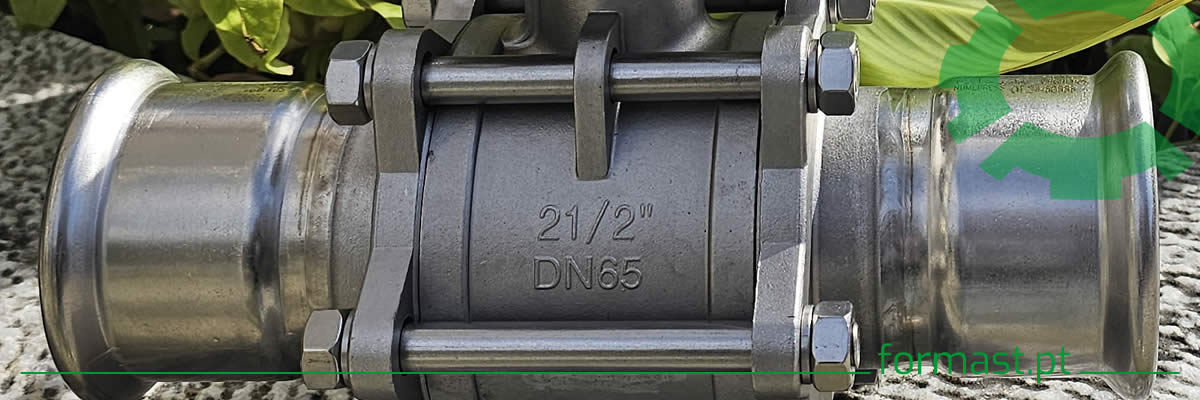 Válvula esfera INOX 316 3 corpos prensar 76mm NUMEPRESS